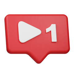 new play notification 3d icon isolated on the white background