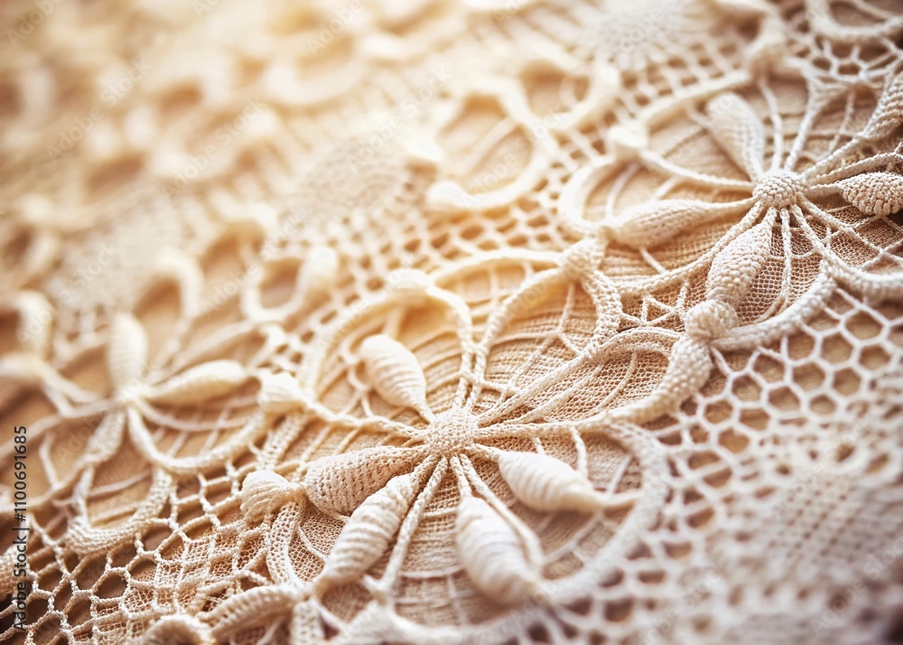Poster intricate close-up of lace pattern design showcasing the elegance and detail of textiles in minimali