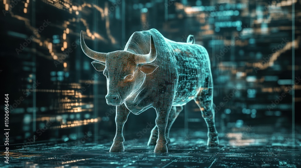 Poster bull featured in algorithmic trading platforms, symbolizing precision and efficiency