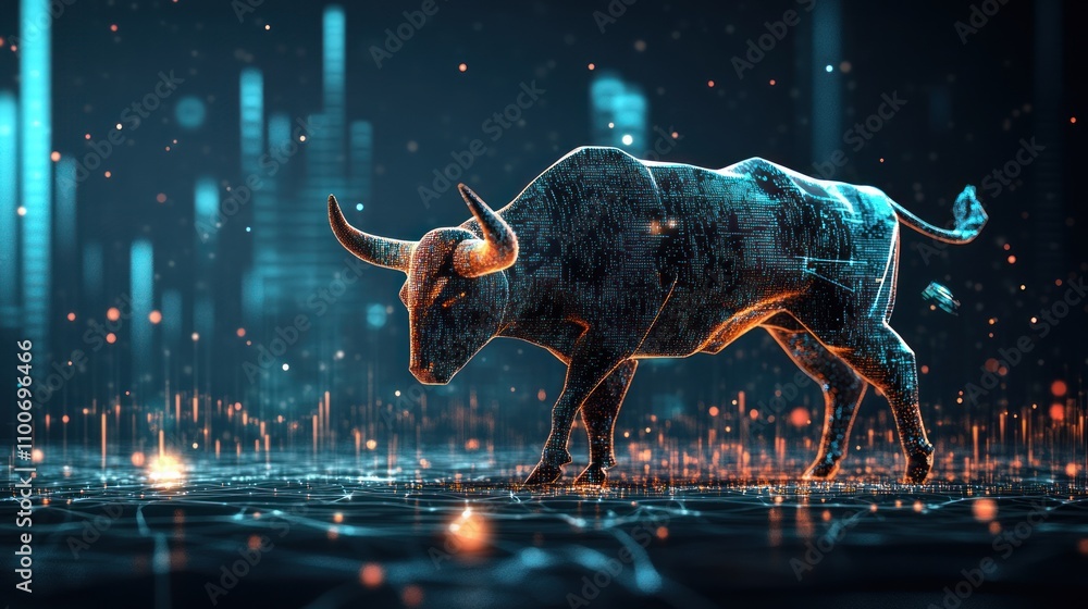 Poster bull featured in algorithmic trading platforms, symbolizing precision and efficiency