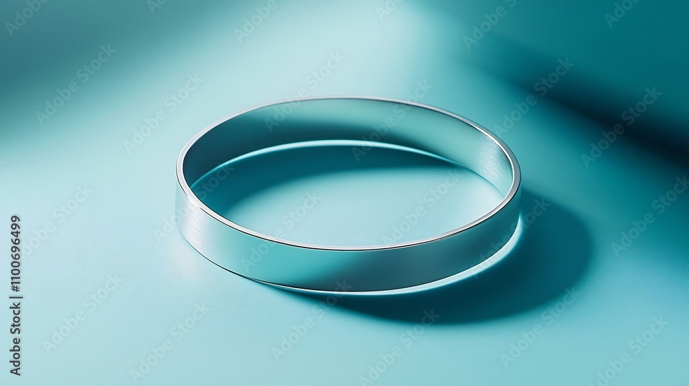 Poster sleek and minimalist circular object such as a bracelet or ring reflecting soft light in a clean mod