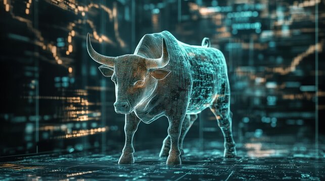 Bull featured in algorithmic trading platforms, symbolizing precision and efficiency