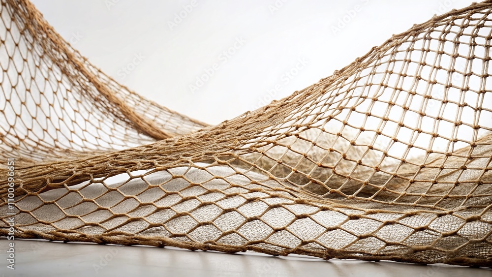 Aufkleber long exposure of fishnet texture on white background - captivating fishing net patterns for artistic