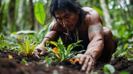 Fototapeta premium Environmental problems intersecting with indigenous land rights and resource conservation