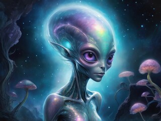 Fierce and Cool Alien Illustration Radiating an Aura of Authority