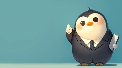 Business Penguin Presenting Important Information