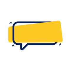 Yellow Speech Bubble with Blue Outline