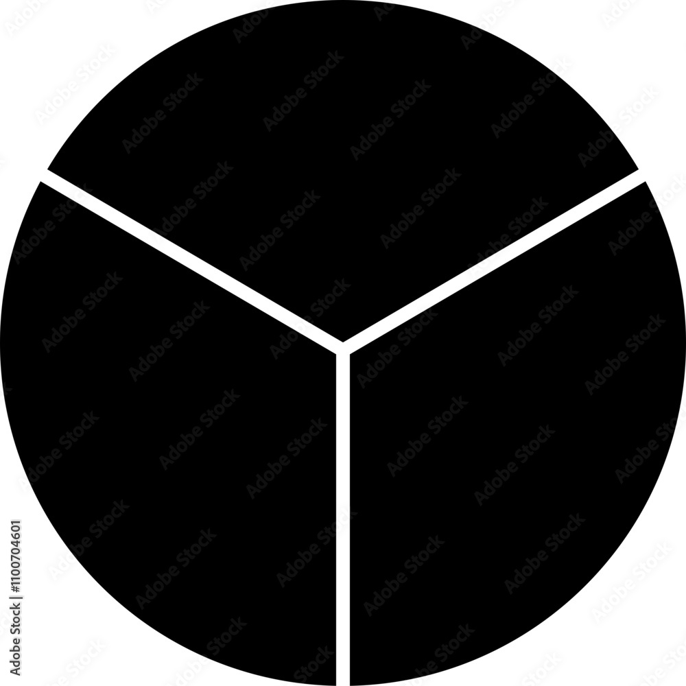 Poster pie chart infographic icon in linear style. circle diagram with section or parts. segmented circle v