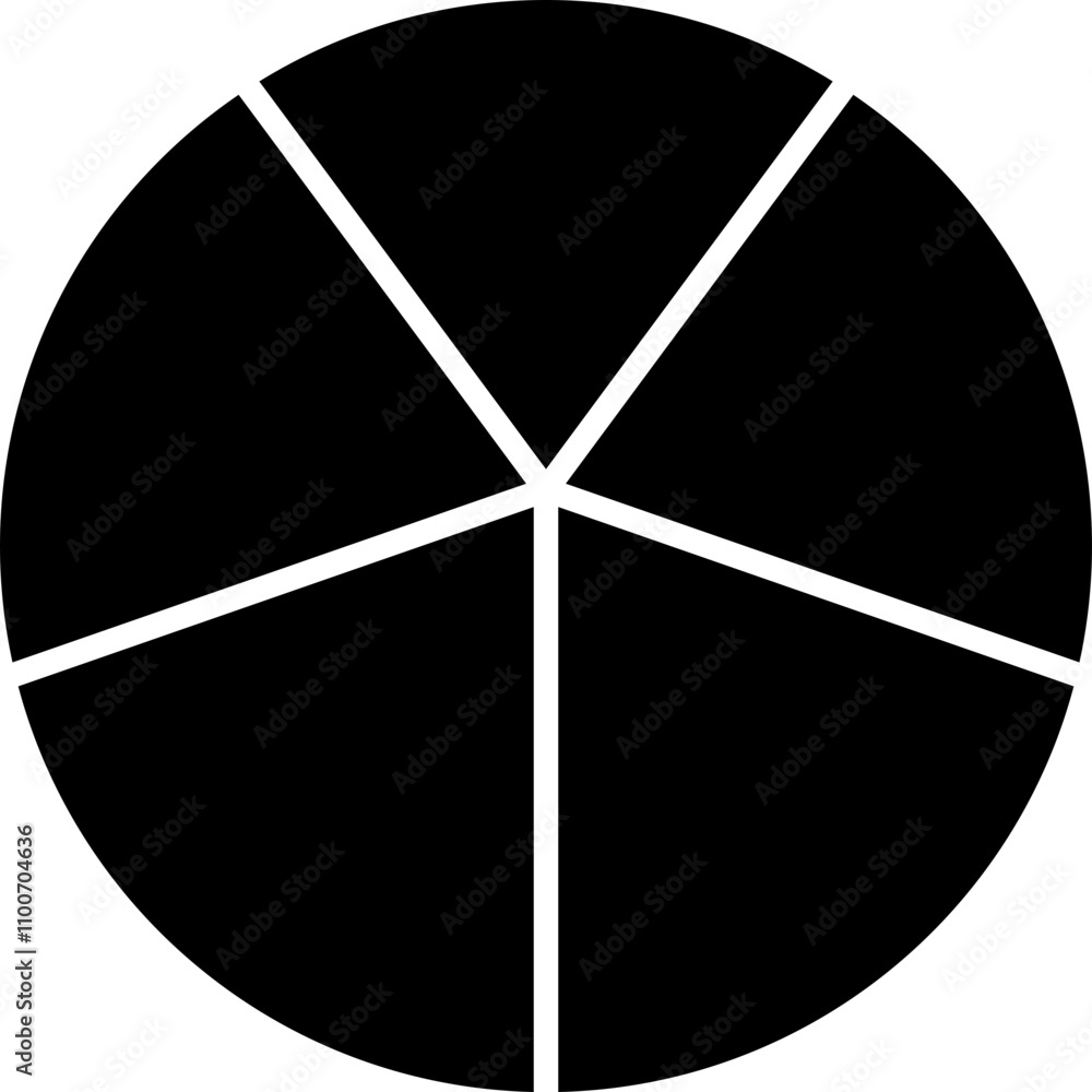 Poster pie chart infographic icon in linear style. circle diagram with section or parts. segmented circle v