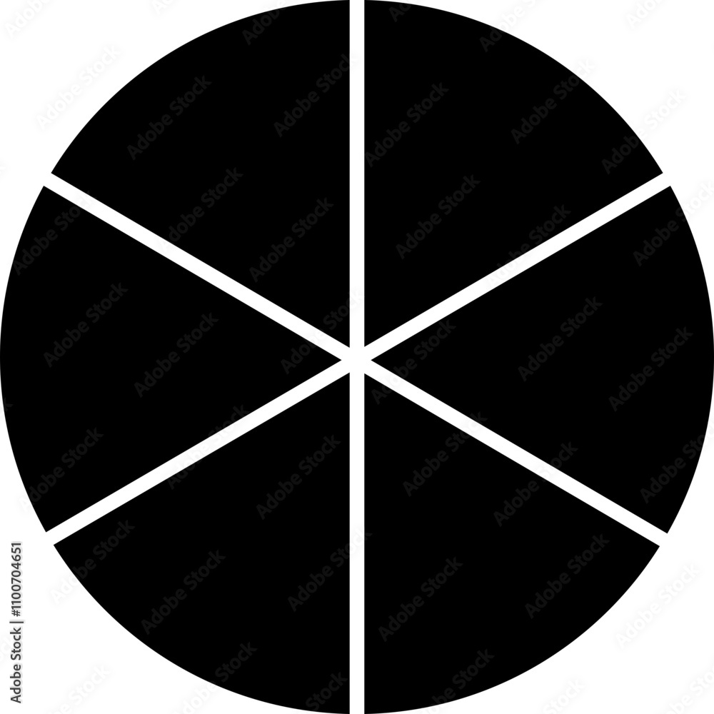 Poster pie chart infographic icon in linear style. circle diagram with section or parts. segmented circle v