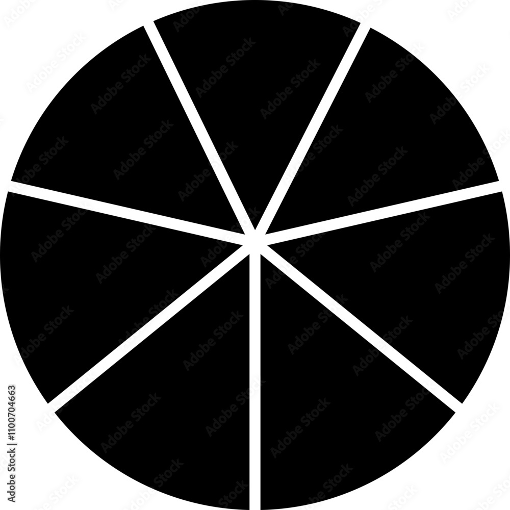 Poster pie chart infographic icon in linear style. circle diagram with section or parts. segmented circle v