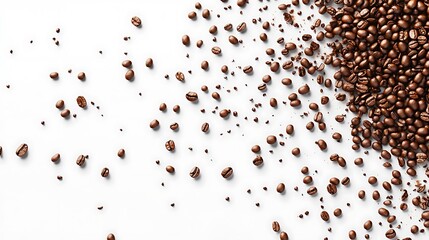 Naklejka premium Coffee beans on white surface minimalist photography