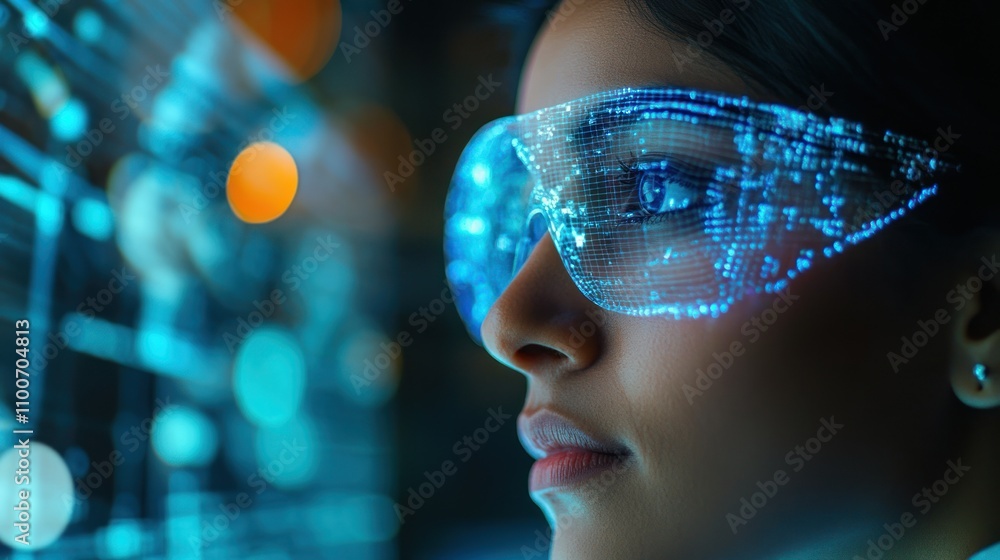 Poster indian people using ai-driven tools for innovation in tech and healthcare, isolated for a high-tech 