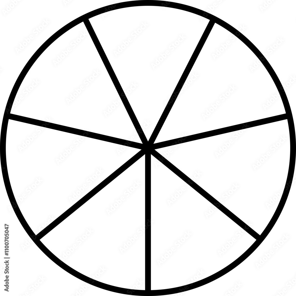 Poster pie chart infographic icon in flat style. circle diagram with section or parts. segmented circle vec