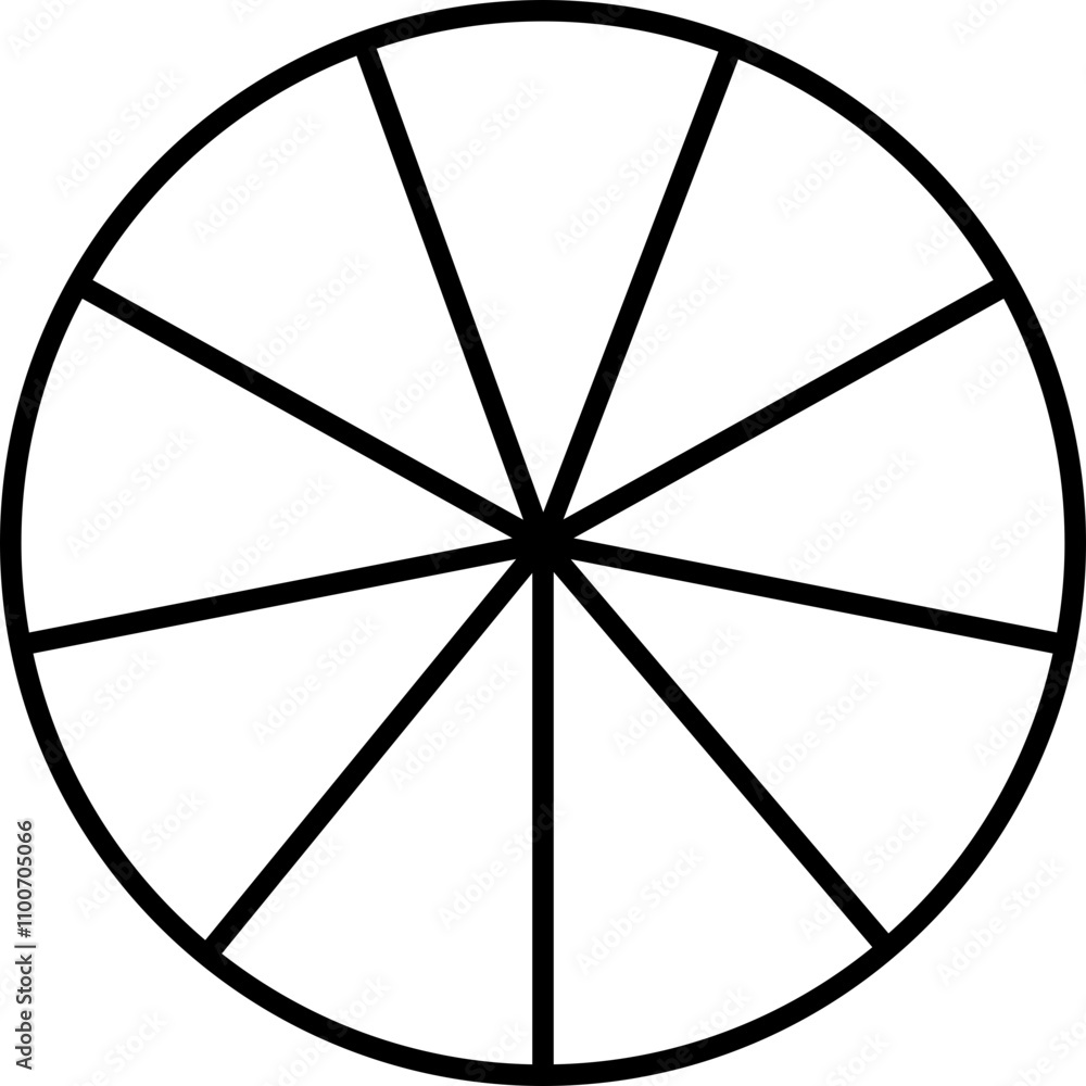 Poster pie chart infographic icon in flat style. circle diagram with section or parts. segmented circle vec