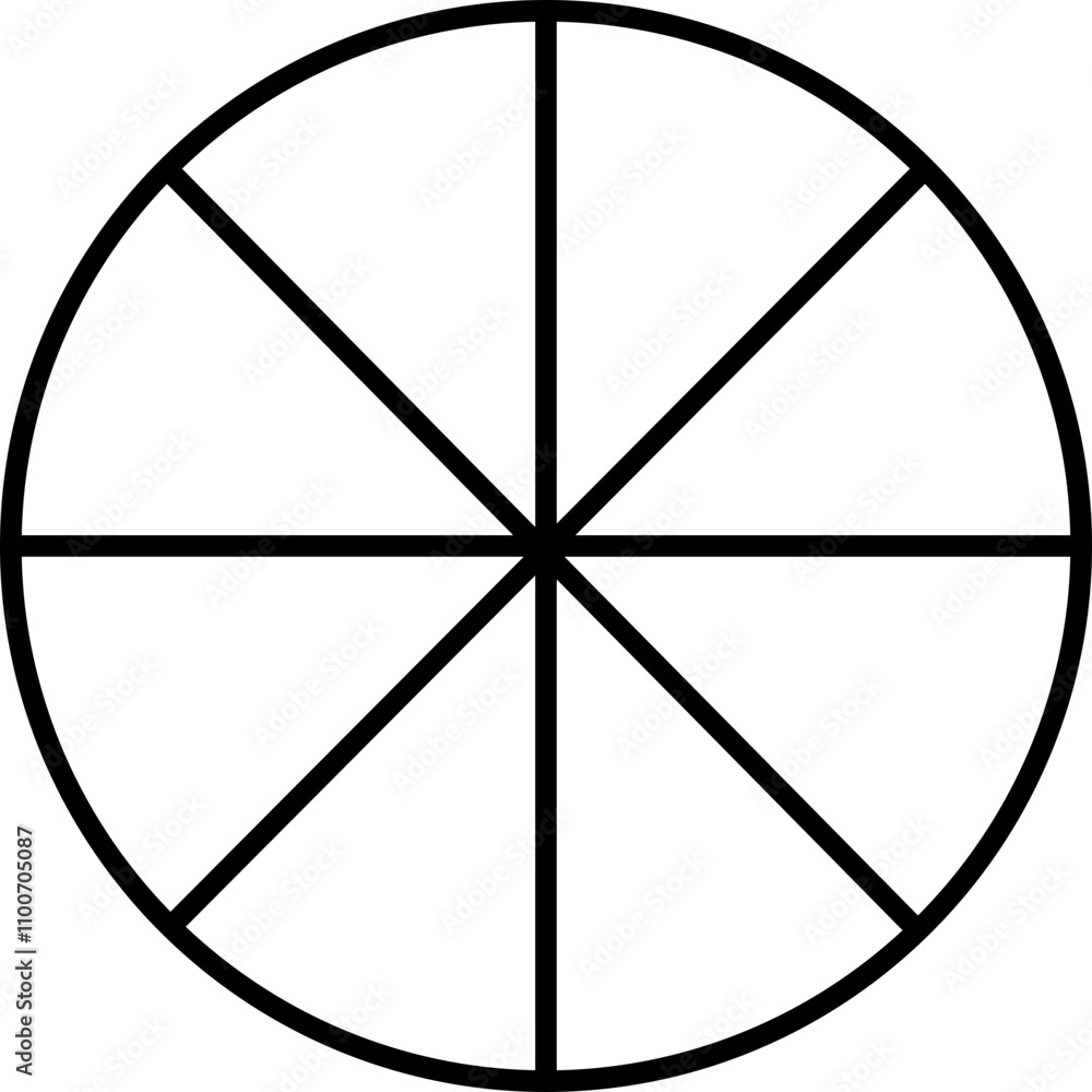 Poster pie chart infographic icon in flat style. circle diagram with section or parts. segmented circle vec