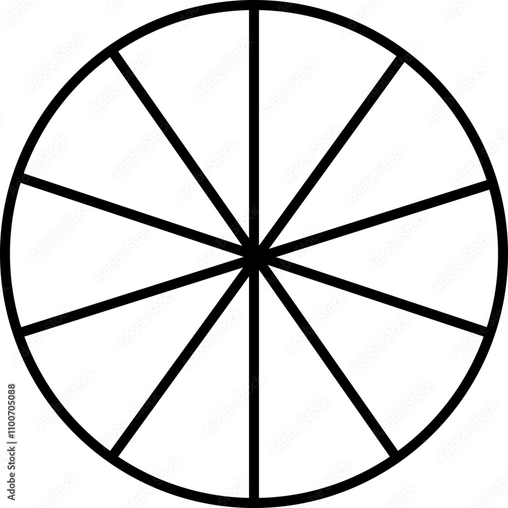 Poster pie chart infographic icon in flat style. circle diagram with section or parts. segmented circle vec