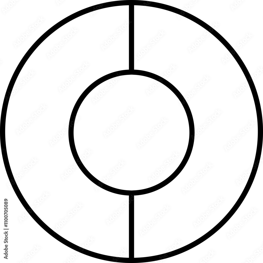 Poster pie chart infographic icon in flat style. circle diagram with section or parts. segmented circle vec