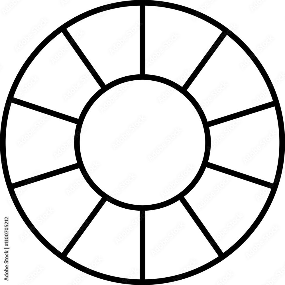 Poster pie chart infographic icon in flat style. circle diagram with section or parts. segmented circle vec