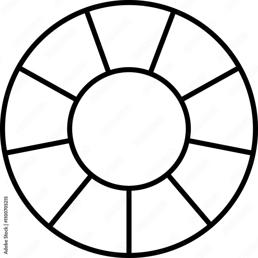 Poster pie chart infographic icon in flat style. circle diagram with section or parts. segmented circle vec