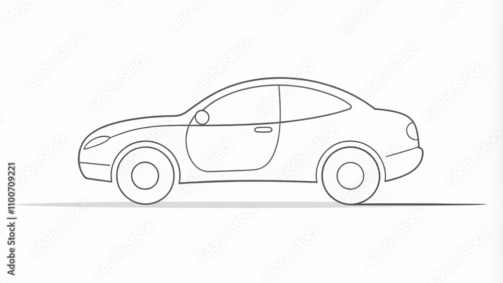 Poster minimalist car outline design on a clean white background for graphic design and web use, ideal for 