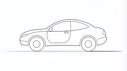 Fototapeta premium Minimalist Car Outline Design on a Clean White Background for Graphic Design and Web Use, Ideal for Automotive Themes and Modern Illustrations