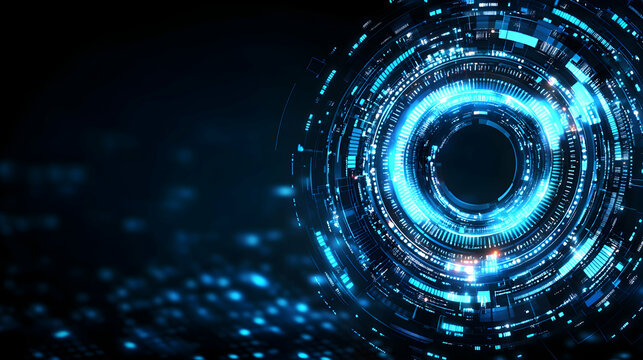Abstract Blue Technology Background with Futuristic Digital Circles