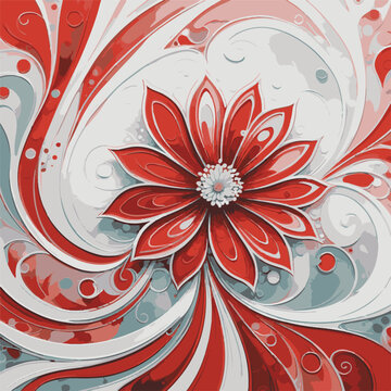 walpaper lukisan bunga merah abstrak