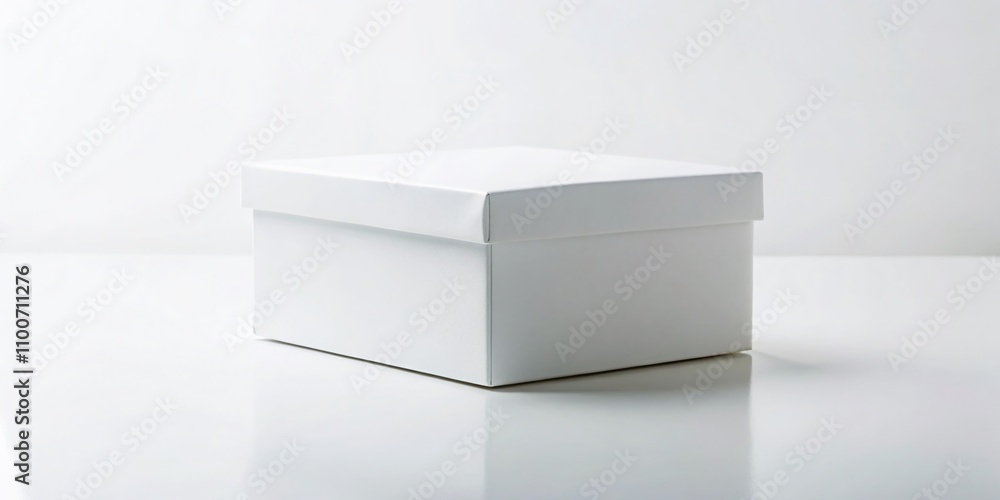 Aufkleber minimalistic portrait of a white paper box on a pure white background for product photography, showc
