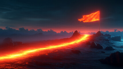 glowing path stretches out, bathed in light, symbolizing guidance, hope, and the journey ahead, leading toward an uncertain yet promising future