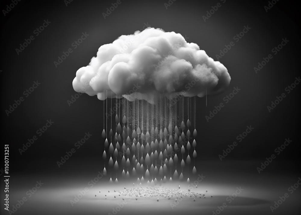 Aufkleber Minimalist Rain Cloud Animation Looping in 4K Resolution with Alpha Channel for Seamless Integration in Creative Projects