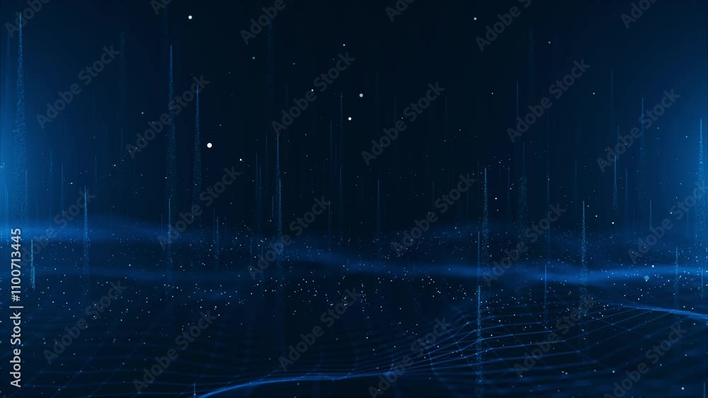 Aufkleber digital cyber wave matrix technology cyberspace data flow, blue glowing grid business corporate pres