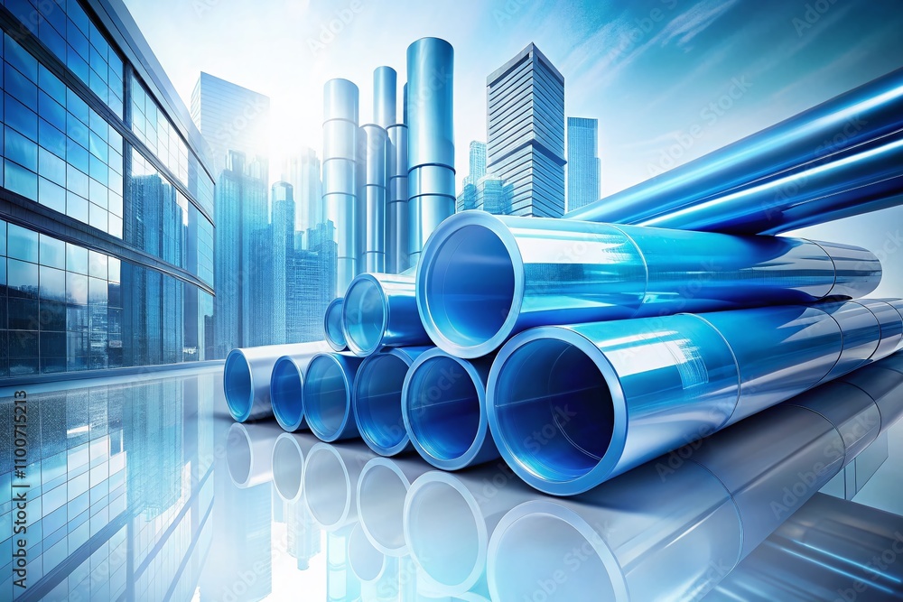 Poster modern 3d blue pipe design with gradient effect on white background for business presentations and f