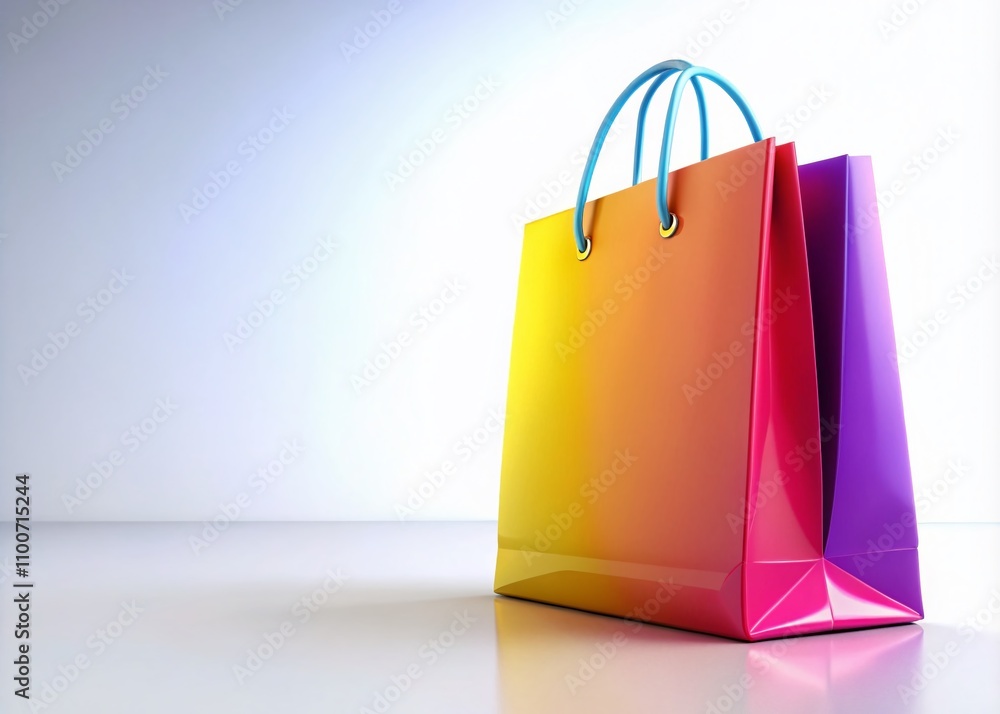 Poster modern 3d render of an online shopping bag on a white background with ample copy space for creative 