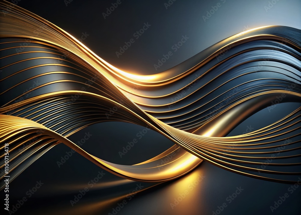 Poster modern abstract gold line curve on black and gray background for futuristic design concepts and crea