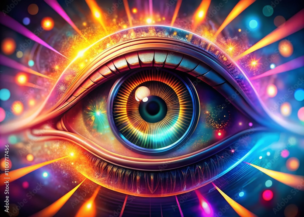 Poster modern eye symbol representing vision and insight in a creative and abstract style with a high depth