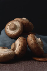 Natural fresh portobello mushrooms for healthy and vegetarian food ingredients