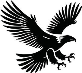 Obraz premium Eagle, silhouette of eagle, Eagle logo, icon, Logo, Vector graphic of eagle icon. Black and White Silhouette EPS10