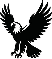 Obraz premium Eagle, silhouette of eagle, Eagle logo, icon, Logo, Vector graphic of eagle icon. Black and White Silhouette EPS10
