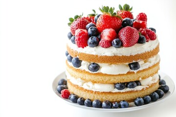 Delicious Strawberry and Blueberry Cake