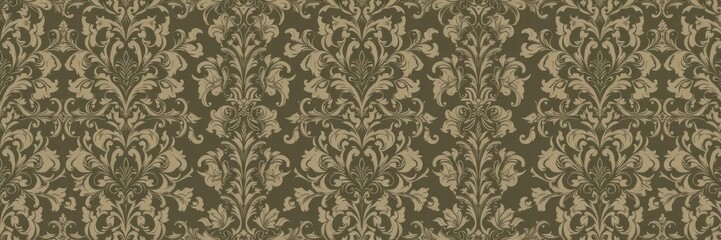 Fototapeta premium A detailed vector seamless floral damask pattern with intricate motifs and elegant design elements, wallpaper, background