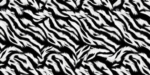 Fototapeta premium Bengal tiger fur pattern seamless design with black and white stripes, texture, pattern