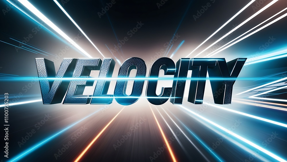 Poster 3d velocity text on a dynamic speed motion blur background.