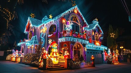 Obraz premium Dazzling Holiday Lights: Brightening Up the Season with Festive Decor