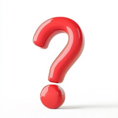 3D Cartoon Style Isolated Red Exclamation Mark Symbol on White Background