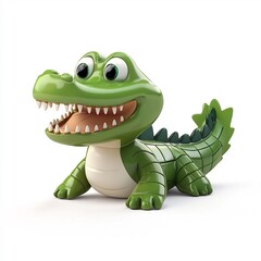Fototapeta premium Adorable 3D Cartoon Crocodile Creature in Minimalist Rendering