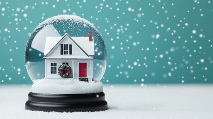 A snow globe with a house inside it