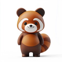 Obraz premium Cute Cartoon-Style 3D Rendered Red Panda on Minimalist White Background