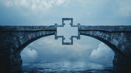 Skills gap represented by a bridge with missing pieces, symbolizing the gap between knowledge and abilities