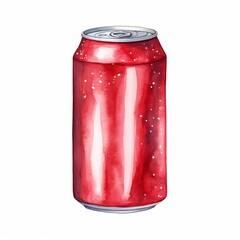 Vibrant Red Aluminum Soda Can Watercolor
